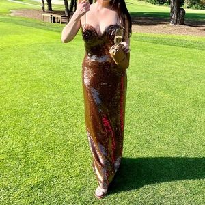 MAGDA BUTRYM SEQUINED TULLE MAXI DRESS